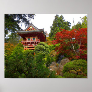 SF Japanese Tee Garden Temple Gate #3 Poster