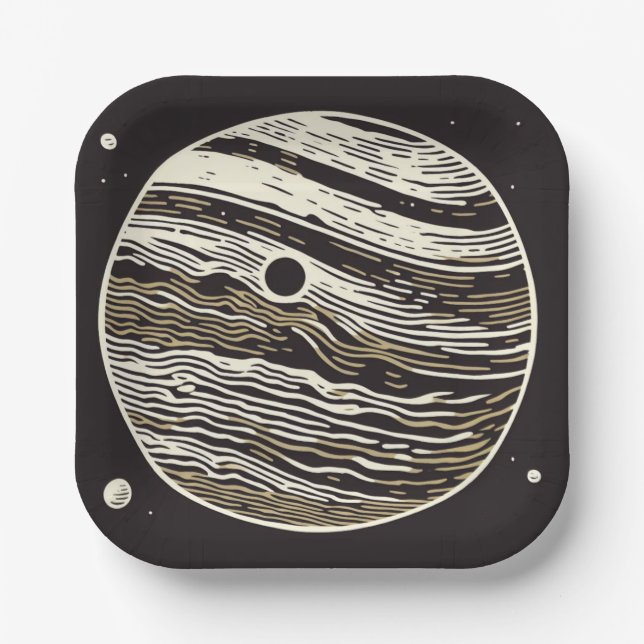 SF Jupiter Woodcut 1 Pappteller (Vorderseite)