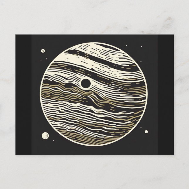 SF Jupiter Woodcut 1 Postkarte (Vorderseite)