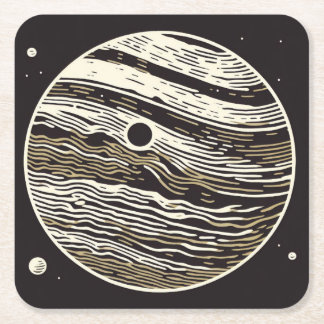 SF Jupiter Woodcut 1 Rechteckiger Pappuntersetzer