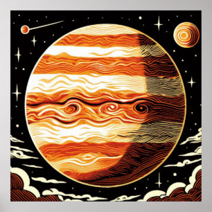 SF Jupiter Woodcut 3 Poster