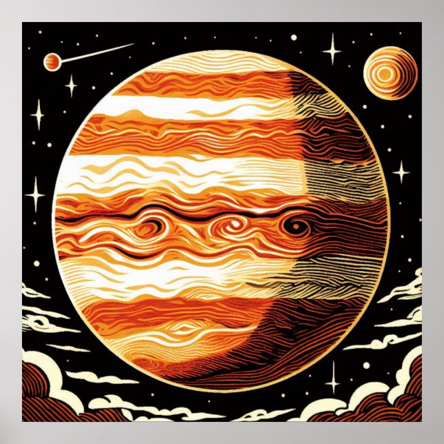 SF Jupiter Woodcut 3 Poster (Vorne)