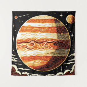 SF Jupiter Woodcut 3 Wandteppich