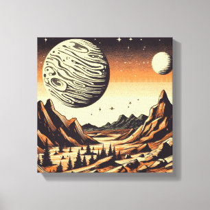 SF Mars Landschaft Holzschnitt 1 Leinwanddruck