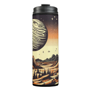 SF Mars Landschaft Holzschnitt 1 Thermosbecher
