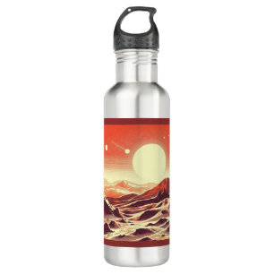 SF Mars Landschaft Holzschnitt 2 Edelstahlflasche
