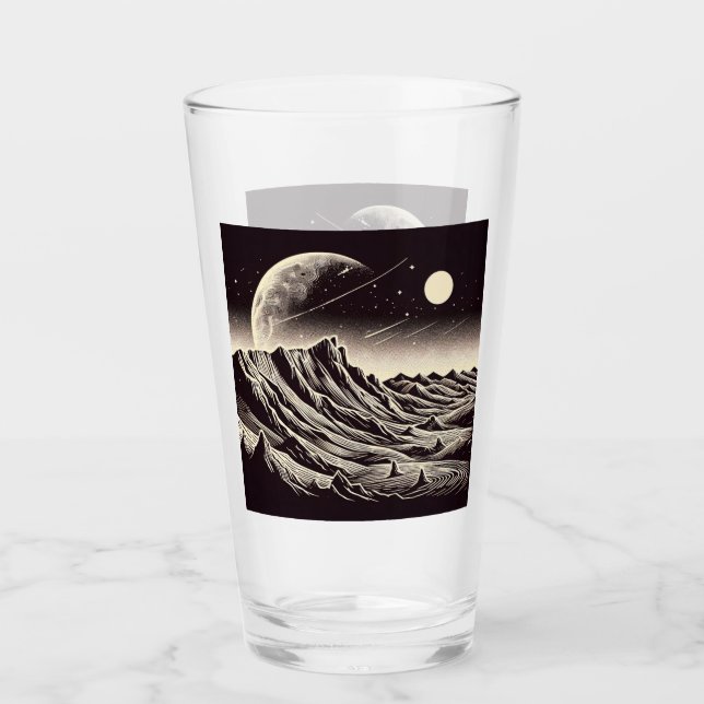 SF Mars Landschaft Holzschnitt 3 Glas (Vorderseite)