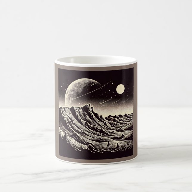 SF Mars Landschaft Holzschnitt 3 Kaffeetasse (Mittel)