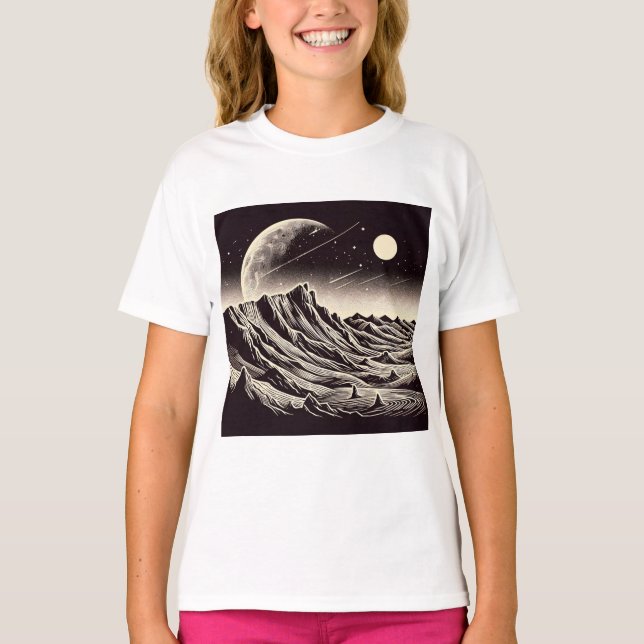 SF Mars Landschaft Holzschnitt 3 T-Shirt (Vorderseite)