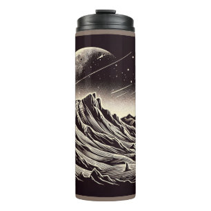SF Mars Landschaft Holzschnitt 3 Thermosbecher