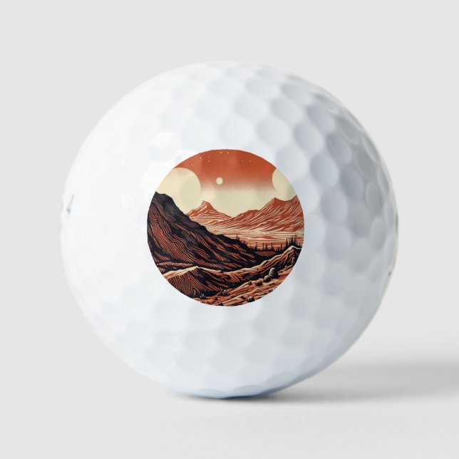 SF Marslandschaft Woodcut (4) Golfball (Vorderseite)