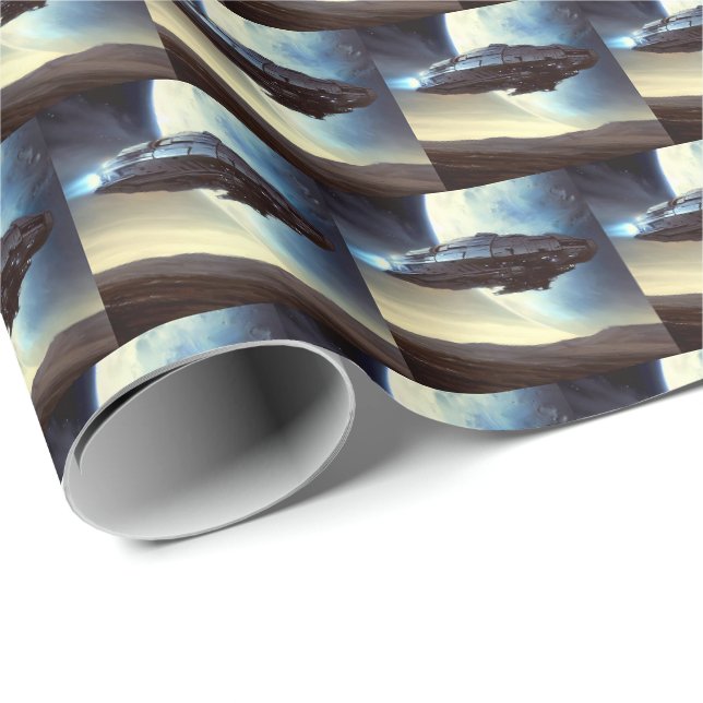 SF Orbit Spaceship 2 Geschenkpapier (Rolleneckpunkt)