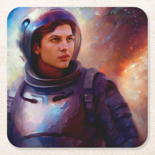 SF Space Hero 4 Rechteckiger Pappuntersetzer