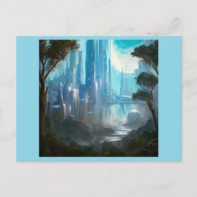 SF - Stadt auf dem Waldgebiet 2 Postkarte (Vorderseite)