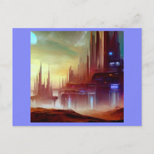 SF-Stadt auf einem seltsamen Planeten 1 Postkarte