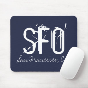 SFO San Francisco Typografie Blue Mousepad