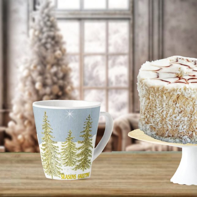 SG Trees & Star Latte Tasse (Charming holiday scene, is Sure to uplift your Christmas mood!)