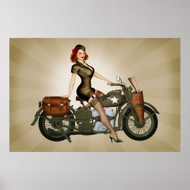 Sgt Davidson Army Motorrad Pinup Poster (Vorne)