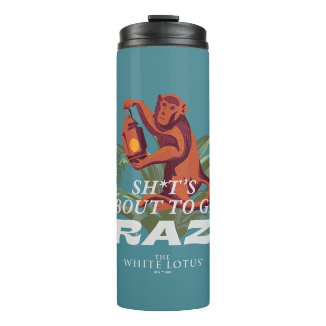 Sh*es wird verrückt - der weiße Lotus Thermosbecher (Vorderseite)