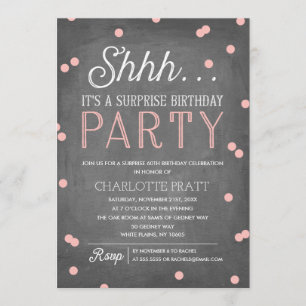 Sha Überraschung Geburtstagsparty Pink und Chalkbo Einladung