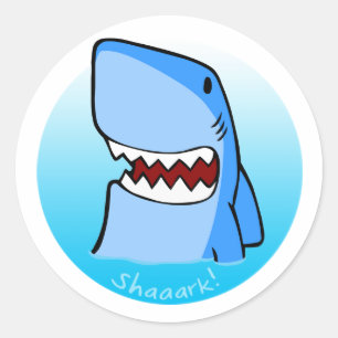 Shaaark im Wasser - runder Aufkleber