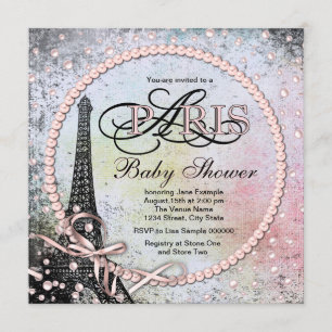 Shab Chic Paris Babyparty Einladung