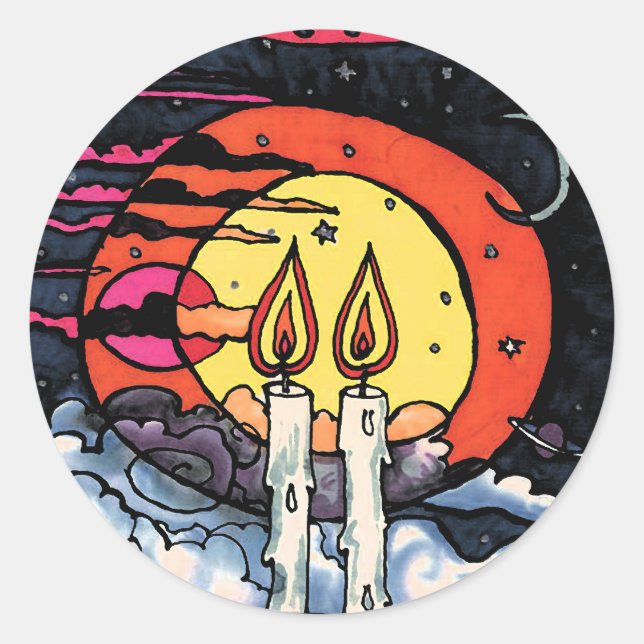 Shabbat Runder Aufkleber (Vorderseite)