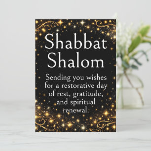 Shabbat Schalom, funkelnde Sterne, schwarzes Gold, Karte