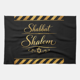 Shabbat Schalom jüdische Judaica Gold Schwarz Luxu Geschirrtuch