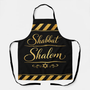 Shabbat Schalom jüdische Judaica Gold Schwarz Luxu Schürze