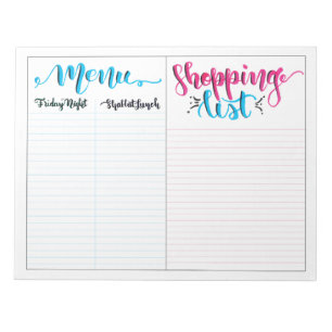 Shabbat Shabbos Menü Shopping List Notepad Notizblock