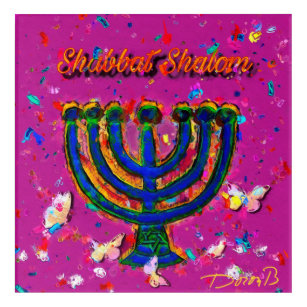 Shabbat Shalom  Acryl Wandkunst