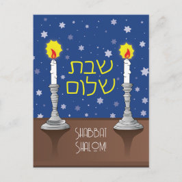 Shabbat Shalom Candles Postkarte