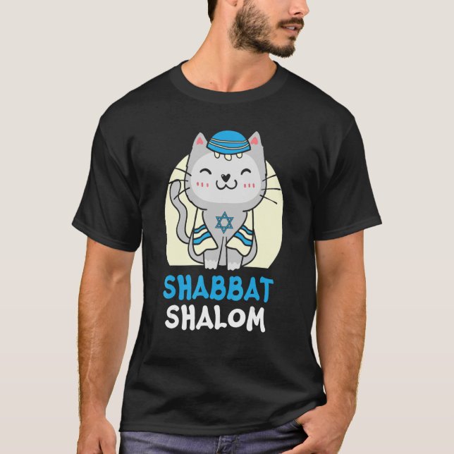 Shabbat Shalom Cat   Holy Day Judaism Yom Kippur T-Shirt (Vorderseite)