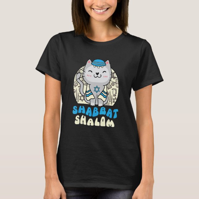 Shabbat Shalom Cat  Kitten Happy Hanukkah Chanukka T-Shirt (Vorderseite)