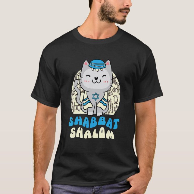 Shabbat Shalom Cat  Kitten Happy Hanukkah Chanukka T-Shirt (Vorderseite)