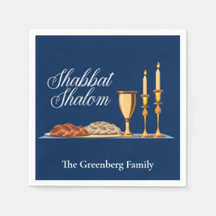 Shabbat Shalom Custom Blue Sabbat Dinner Serviette