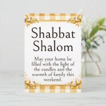 Shabbat Shalom Gruß, Gingham Braun Weiß Gold