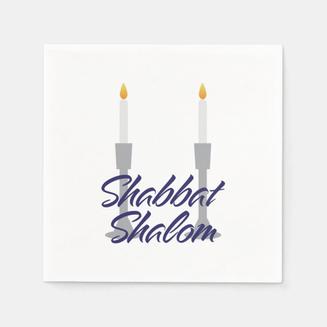 Shabbat shalom Gruß und candlesticPaper Napkin Serviette (Vorderseite)