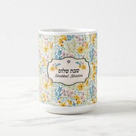 Shabbat Shalom Hebräisch und Englische Frühlingsbl Kaffeetasse