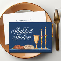 Shabbat Shalom Jewish Family Blue Custom Dinner