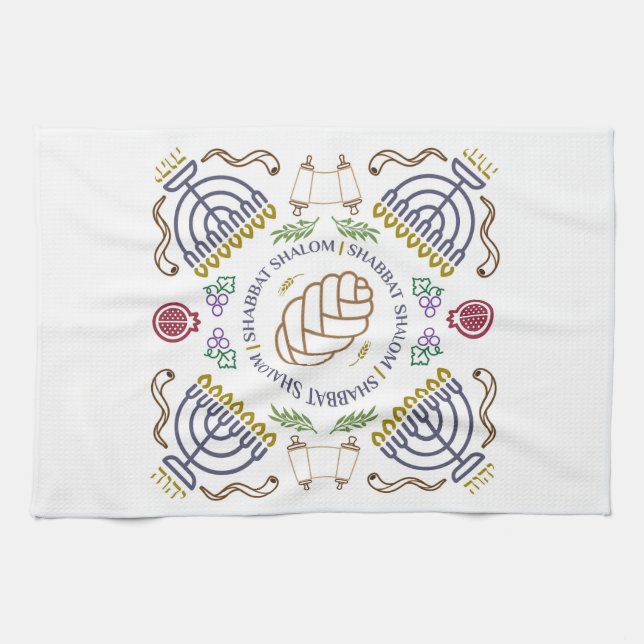 Shabbat Shalom Modernes Handtuch (Horizontal)