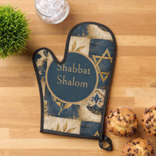 Shabbat Shalom Ofenhandschuhe, Navy Blau Gold Juda Ofenhandschuh