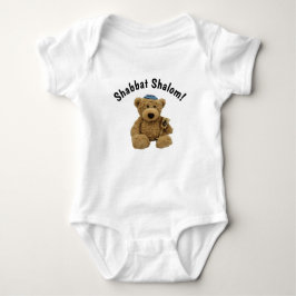 Shabbat Shalom Teddy Bear Baby Bodysuit Strampler