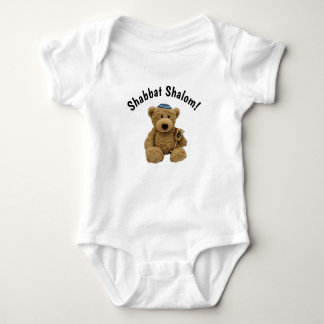 Shabbat Shalom Teddy Bear Baby Bodysuit Strampler