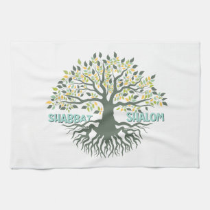 Shabbat Shalom Tree of Life Ez Hachaim Jüdischer Geschirrtuch