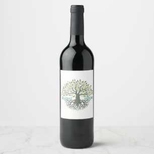 Shabbat Shalom Tree of Life Ez Hachaim Jüdischer Weinetikett