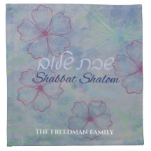 Shabbat Shalom Zwei Kerzen Lila Challah Cover