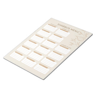 Shabbos Menu Planner 2024 der beschäftigten jüdisc Notizblock