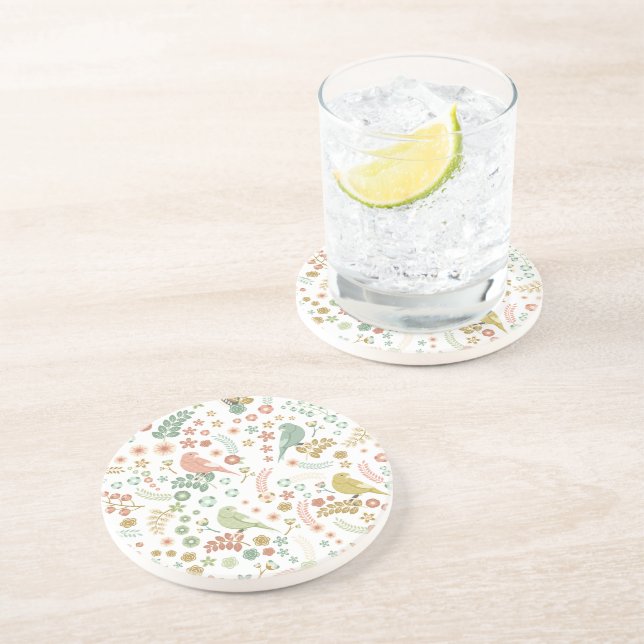 Shabby Birds & Branchen White Getränkeuntersetzer (Seite)